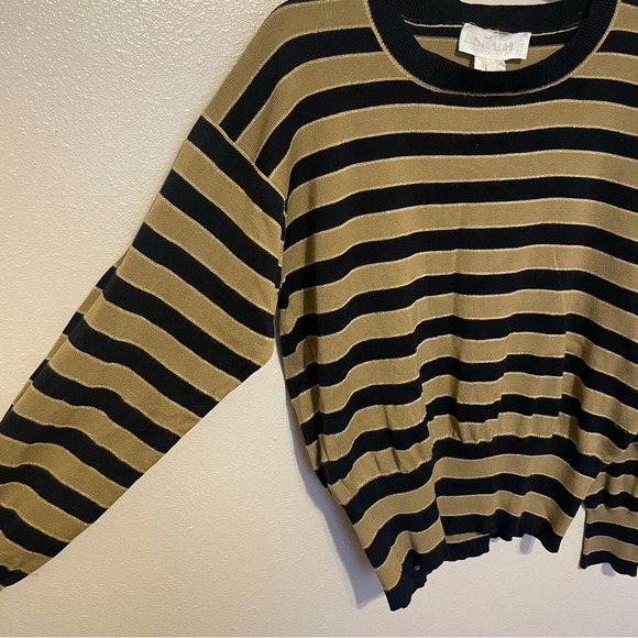 Vintage 80’s ESCADA By Margaretha Ley Gold And Black Striped Sweater Size 40 - Picture 2 of 6